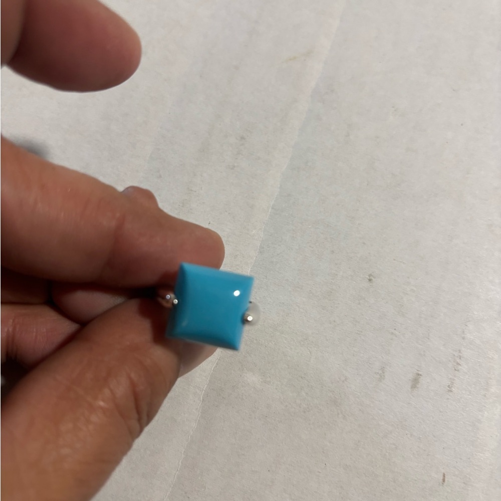 Sleeping beauty Turquoise Square 925 Ring Size 8